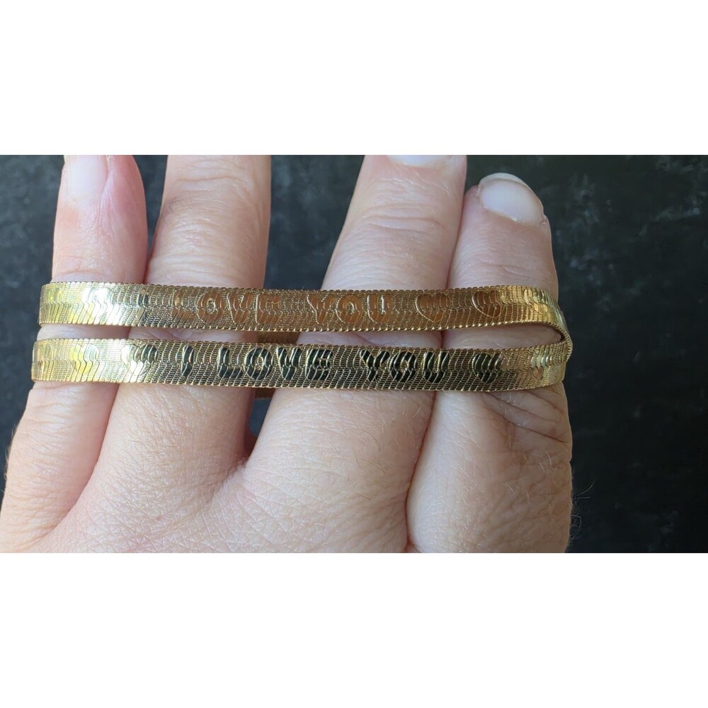 Gold Tone Metal I LOVE YOU ♡♡♡ Chain Necklace Vintage Costume Jewelry READ